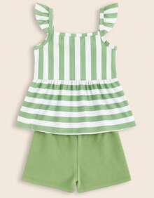 Set Including A Sublimated Tank Top And Fleece Shorts With Appliqué. - màu xanh lá - Xem 3