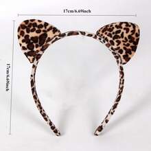 1 Cat Ear Headband Cute Super Sweet Leopard Print Headband Female Girl Jewelry Headband Headdress Net Celebrity Hairpin Face Wash - Multicolor - View 5