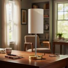 Classic Round Aluminum Table Lamp Bivolt With Switch With Dome Ref 82 For Home, Living Room, Bedroom, Headboard, Office - Golden Cup Beige - View 1