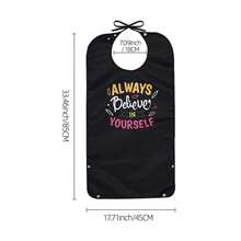 1pc Premium Adult Bib, Reusable Clothing Protector For Elderly Eating, Black With English Text Print, 33 Inches X 17 Inches - Multicolor - View 12