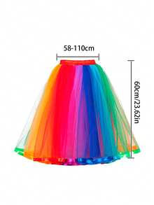 Váy Lolita Tulle Cầu Vồng Mới, Váy Biểu Diễn Sân Khấu Ballerina Màu Kẹo Không Có Xương Crinoline - Nhiều màu - Xem 3