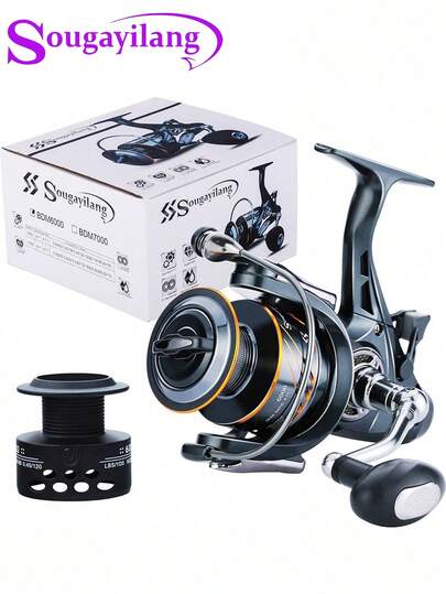  Sougayilang – moulinet de précision pour carpe, moulinet spinning avec système de frein arrière 5 + 1BB, bobine en aluminium CNC, avec bobine de rechange