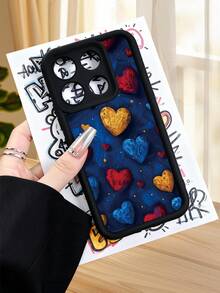 1 pieza funda de teléfono con diseño de corazones en tonos rojos, azules y dorados sobre fondo oscuro, estilo artístico y romántico ideal para amantes del amor y lo expresivo, TPU suave, protección completa antiimpacto y antideslizante, compatible con iPhone17 ProMax/16/15/14/13/12/11/Plus/Pro/ProMax, compatible con Galaxy A34/A35/A54/A55, Galaxy S20/S21/S22/S23/S24/S25 Ultra/Plus, compatible con Galaxy/Redmi/Honor/OPPO/ViVo - Marrón - Ver 4