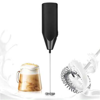 1 pieza Espumador de leche eléctrico automático, color plateado, requiere 2 pilas AA (no incluidas), apto para café, latte, capuchino, chocolate caliente, matcha, huevo