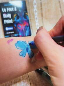 12色夜光面部及身体彩绘蜡笔，适用于万圣节服装派对，霓虹黑光荧光面部及身体彩绘，适合儿童和成人，万圣节嘉年华霓虹面部彩绘蜡笔 - 彩色 - 查看 11