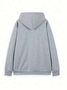 Sudadera con capucha para hombre de alta resistencia con estampado gráfico Alpha Industrial - Diseño inspirado en la aviación, bolsillo canguro y capucha con cordón, de poliéster cálida para uso al aire libre en otoño/invierno, jersey casual para hombre, ropa de otoño invierno - Gris - Ver 2