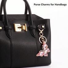 2 Pack Cute Keychains For Women: Rhinestone Butterfly Pom Pom And Bow Bag Charms - Purse Accessories Fits Bogg Bags - 粉色 - 查看 5