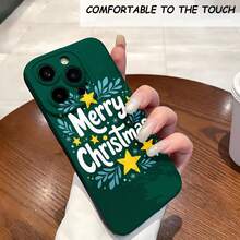1PC Phone Case ,  Merry Christmas Stars Leaves Pattern , Stylish Phone Case, Phone Decoration, All-around Lens Protection, Creative Small Gift, Funny Gift for Boys and Girls - ブラック - チェックする 2