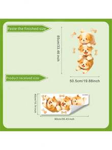 1pc Cartoon Three Puppy Bones Decorative Sticker PVC Sticker Removable Self-Adhesive Easy-Tear Sticker Home Decor To Brighten Your Life Holiday Decorations Birthday Graduation Gift - Multicolor - View 2