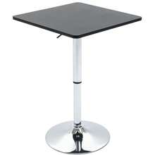 Height Adjustable Counter Bar Table With 360° Swivel Tabletop | Electroplating Metal Base For Kitchen, Living Room & Pub, Black & Silver - Default - View 2