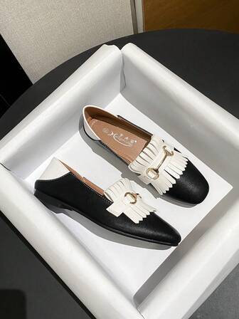 Zapatos planos para mujer, mocasines de estilo británico de piel con cierre deslizante, mocasines casuales de primavera