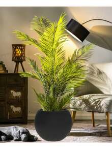 1 Stück klassischer runder Fasersteinübertopf in Schwarz/Weiß - polierte Oberfläche, bodenständig, mit Ablaufloch, langanhaltend & leicht für Bonsai Bäume in Innen-/Außenbereich, Heim, Hof & Garten Dekoration - Verschiedenfarbig - Übersicht 4