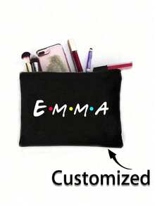 Personalized Name Makeup Bag, Friend Theme Birthday Party, Bridal Shower, Bachelorette Party, Bridal Wedding, Engagement, Bridesmaid Gift, Cosmetic Bag, Travel Toiletry Bag, Women's Birthday Gift, Mother's Day Gift, Zipper Snack Bag, Pencil Case, Wedding Gift, Custom Toiletry Bag, Street Fashion - Multicolor - View 7