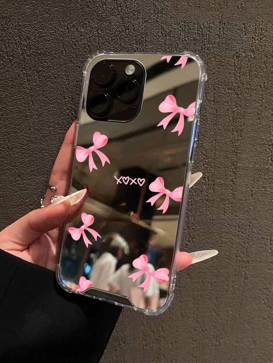 蝴蝶结可爱图案镜面防摔手机套，兼容 13/11/17/17 Pro/16/14/15/15 Pro/15 Plus/15 Pro Max/7 Plus/8 Plus/X/Xs Max/Xr/11 Pro/12 Pro/13 Pro/14 Pro/12 Mini/13 Mini/11 Pro Max/12 Pro Max/13 Pro Max/14 Pro Max/14 Plus/17 Pro Max/17 Air/6/6s Plus/7/8/16 Pro/16 Plus/16 Pro Max/SE2/17 Pro Max 和三星手机Galaxy/A54/A14/A12/A13/A15/A32/A33/A24/A52S/S20/S21/S22/S23/S24/S23Plus/S24ultra/S25/A15/A33/A23
