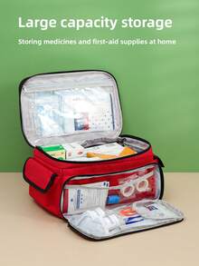 1pc Red And Gray Travel Medicine Bags, Small Drug Storage Bags, Home Emergency Storage Boxes, Medical Tool Kits - Multicolor - View 8