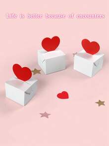 2/5/10 Stücke rote herzförmige 3D Verpackungsboxen, mini weiße faltbare Geschenkboxen, Valentinstag Schmuckboxen, Puppenboxen, DIY Bastelboxen, beschreibbar/bemalbbar, Hochzeitsantrag Dekoration, Geschenkboxen, Hochzeitsgiveaways - Verschiedenfarbig - Übersicht 3