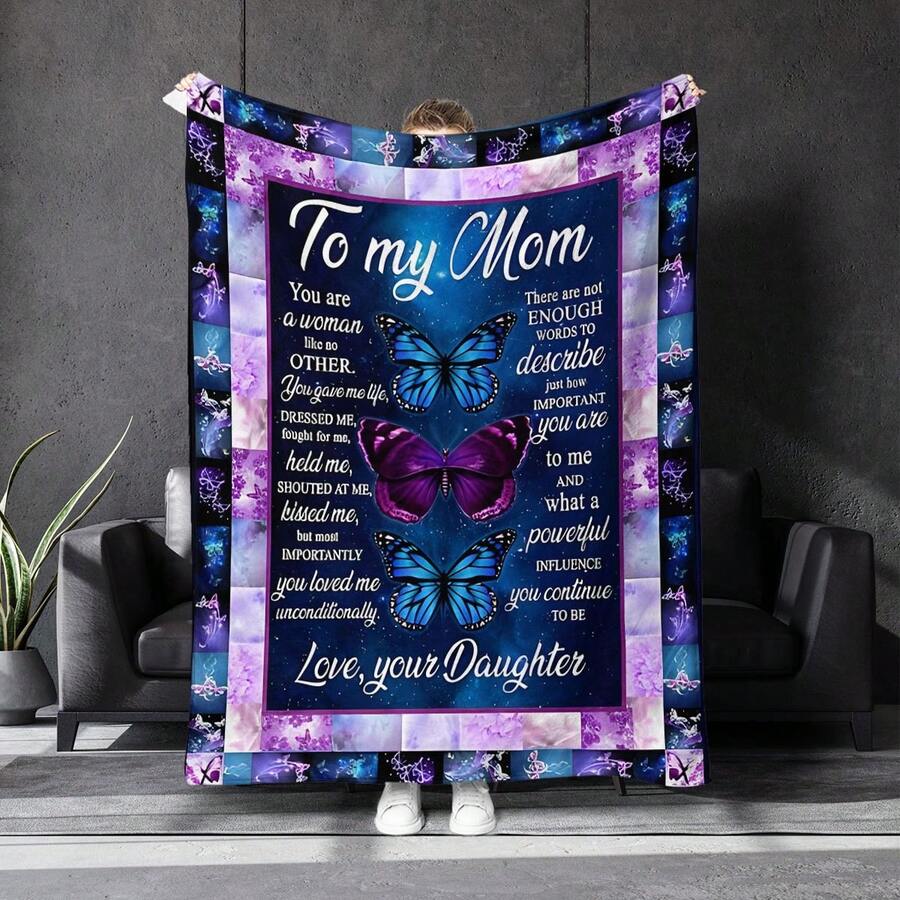 Give A Blanket As A Gift To The Most Beautiful And Charming Mother,Super Soft Flannel Printed  Blanket,As Birthday Gifts, Family, Wedding, Souvenir Blankets, Polyester Blankets Suitable For All Seasons, Washable, Machine Washable, Lightweight, Breathable, Comfortable, Warm, Unique, 280gsm For Him, Her Personalized Ideal Gifts For Her,  Family, Perfect Nap, Camping, Travel, Home, Daily Life, Office Decoration, Birthday, Anniversary, Valentine's Day, Thanksgiving, Christmas, Halloween, Mother's Day,  Wedding, New Year Gifts ,Sofa,Bed,Car,Bedroom,Living Room,Office,  Outdoor Camping, Beach,Wall Decoration - Nhiều màu 9 - Xem 1