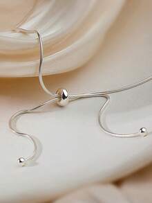 Elegant & Sexy Y-Shaped Snake Bone Chain Necklace,Versatile Fashion Jewelry For Women, Perfect For Daily Wear & Gift Giving - Silver - View 5