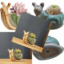 Ceramic Animal Snail Shaped Flower Pot - Unique And Charming Home Decor Multi - Green - View 8