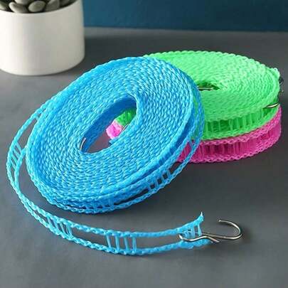 1pc Heavy Duty Retractable Clothesline - Sturdy, Non-Slip, Windproof, Compact Design For Indoor/Outdoor Use, Also Suitable For Camping, Bathroom, Dorm And Small Spaces - Essential Laundry Accessory, Easy To Install, Space-Saving, Random Color