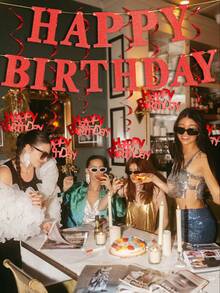 1 Conjunto Faixa de Feliz Aniversário Vermelha, Faixa de Feliz Aniversário com Glitter e Guirlanda Decorativa, Decorações de Festa, Decoração de Bottom para Festa de Aniversário, Decorações DIY para Festa com Tema, Adequado para Decorações de Festa de Aniversário, Suprimentos de Festa com Tema Vermelho. Decoração DIY, Decoração de Bottom para Foto