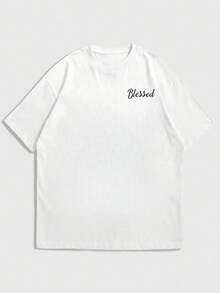 Zrgoth 男士休闲百搭简约英文标语胸前印花短袖T恤 - 白色 - 查看 6