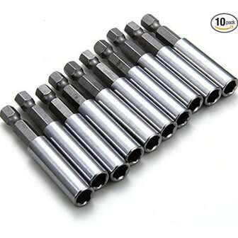 10 Pieces Extension Socket Drill Bit Holder 1/4 Inch Hexagonal Power Tool, 2.36 Inches Long, Improves Power Tool Efficiency, Screwdriver Head Holder Quick Release Hexagonal Shank Drill Bit Extender Adapter Set, Suitable For Screw Nut Drills