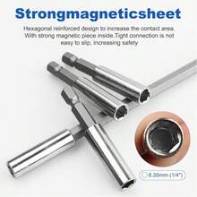 10 Pieces Extension Socket Drill Bit Holder 1/4 Inch Hexagonal Power Tool, 2.36 Inches Long, Improves Power Tool Efficiency, Screwdriver Head Holder Quick Release Hexagonal Shank Drill Bit Extender Adapter Set, Suitable For Screw Nut Drills - Black - View 3