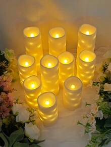 4支/12支装防水无焰户外LED蜡烛，带1/2个遥控器和定时器（尺寸：4英寸、5英寸、6英寸、7英寸高 x 2.2英寸直径），适用于节日装饰、家居装饰、婚礼、壁炉、浴室、卧室、办公室、蜡烛加热器、礼品