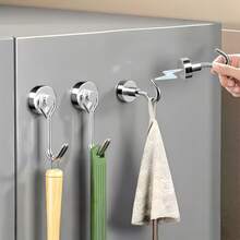 5pcs Magnetic Hooks, Strong Magnet Hooks, No Drilling Hooks, Suitable For Bathroom, Kitchen, Towel, Office, Refrigerator Or Metal Furniture - Silver - View 10