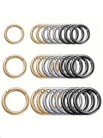 5/10 st. runda fjäder-O-ringar med avtryckare, gyllene berlocker med avtryckare, metallnyckelringar, runda karbinhakar, runda metallnyckelringskarbinhakar, lämplig för gör-det-själv-nyckelringar, väskberlocker, smycken, perfekt för gör-det-själv-julklappar, nyårsklappar, alla hjärtans dag-klappar, skolgåvor, moderiktiga smyckestillverkningsmaterial (slumpmässig leverans)