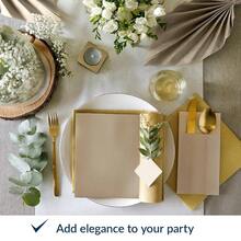 PAW - 50 Pieces Airlaid Paper Linen-Feel Napkins 16inch X 16inch, Monocolor Disposable Cloth-Like Napkins, Elegant Beige Dinner Napkins For Kitchen, Party, Wedding, Gatherings, Christmas,DinnerNapkins,Beige - 淺褐色的 - 查看 6