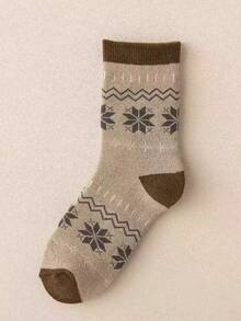 1/4/8 Pairs Women Socks, Soft & Skin-Friendly Fabric, Comfortable Non-Binding, Minimalist Striped & Patterned Design, Suitable For Office, Casual, Home Wear, Warm For Autumn/Winter With Thermal Lining - Multicolor - View 12