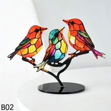 1 Stück saisonale Multi-Festival Vogel Tischdekoration - bunte Acryl Vögel auf Ästen, nicht elektrisch, federlose Tischdekoration, geeignet für Weihnachten, Ostern, Thanksgiving, Valentinstag - universelle Heimdekoration - Verschiedenfarbig - Übersicht 13