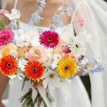 5/10pcs Artificial African Daisy Bouquet, Realistic 5-Color Silk Chrysanthemum, Suitable For Wedding Bridal Bouquet, Home Vase Decor, Party Decoration, Perfect Romantic Gift For Valentine's Day - Multicolor - View 3