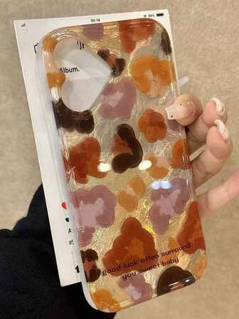 复古琥珀手绘豹纹手机壳适用于 16 Pro Max、17/17 Pro/17 Pro Max、Apple 15 Pro、14 New、13 双层 IMD 极简创意新款保护套，防摔（表面可能有轻微气泡，颜色可能因光线不同而有所不同）