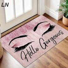 1pc Galentines Pajama Party Theme Large Pink Glitter Eyelash Design With Hello Gorgeous Cursive Lettering Pattern Area Rug/Runner Rug - Durable, Washable, Easy-Clean, Rectangular Design Walkways, Hallways, Bedroom, Living Room, Dining Area, Laundry Room, Home Decor, Room Decor, Rugs Living Room, Hallway Decor, Hallway Runner, Valentine's Day Gift For Wife - Kiểu 1 - Xem 12