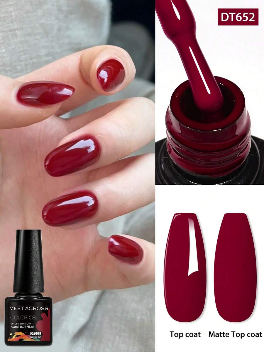 1 Chai 7.3ml Sơn móng tay gel màu đỏ, bền lâu, không chì, không HEMA, không TPO, sơn móng tay gel UV bán vĩnh cửu có thể tháo rời, thiết kế làm móng DIY, phù hợp cho nhiều mục đích trang trí, tiệm nail và dụng cụ làm móng tại nhà.