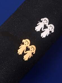 AMAXER 1个不锈钢简约可爱男孩女孩吊坠，是制作珠宝、DIY手链、项链、送给朋友、情侣、同学的完美礼物 - 卡通系列 - 查看 5