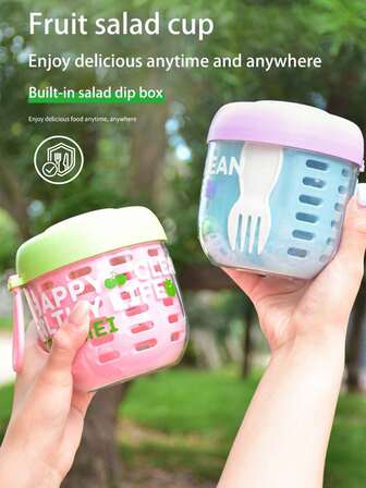 1 pieza Taza transparente de avena estilo Ins para estudiantes y trabajadores de oficina, taza de yogur con tapa y cuchara, taza de leche con escala, taza de yogur para el hogar, taza de avena overnight, taza portátil para llevar el desayuno, taza para ensalada, taza ligera para ensalada, tazón portátil y hermético para ensalada con tapa y cuchara para uso al aire libre, caja de picnic reductora de grasa, taza de fruta, taza portátil de batido de chicas, taza de desayuno, tazón de ensalada