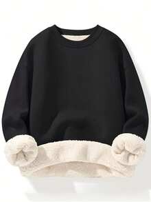 Women's Outdoor Sports Thermal Lined Thick Pullover Sweatshirt, Windproof And Warm, Suitable For Outdoor Activities And Outings In Autumn And Winter Black - Black - View 4
