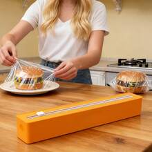 Set de 1 buc. ventuză colorată pentru folie alimentară de bucătărie, include tăietor de folie de aluminiu și folie alimentară, suport pentru tăietor de folie alimentară, saci de gunoi, convenabil pentru utilizare în bucătărie și un suport pentru depozitarea pungilor de plastic - Model cu ventuză 802 - Vizualizare 2