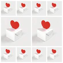 2/5/10 Stücke rote herzförmige 3D Verpackungsboxen, mini weiße faltbare Geschenkboxen, Valentinstag Schmuckboxen, Puppenboxen, DIY Bastelboxen, beschreibbar/bemalbbar, Hochzeitsantrag Dekoration, Geschenkboxen, Hochzeitsgiveaways - Verschiedenfarbig - Übersicht 8