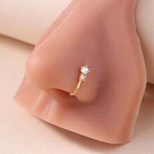Chic Personalized Non-Pierced Nose Clip - Sparkling CZ Water Drop U-Shaped Golden Nose Jewelry For Women - Vàng - Xem 3