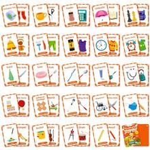 50 Peças Cartões de Vocabulário Itens da Vida Diária Objetos Domésticos Materiais de Aprendizado de Palavras Recursos Didáticos de ESL Brinquedos de Terapia da Fala Suprimentos para Sala de Aula de Jardim de Infância - Multicolorido - Visão 6