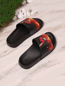 Kids Soft Foam Slippers, Lightweight Anti-Slip Comfortable, Cute Cartoon Beach Sandals. Breathable Casual, Boys & Girls Slides - black red - View 4