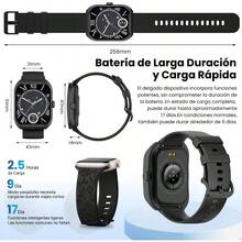 Smartwatch GPS, Reloj Inteligente Hombr Pantalla Curvo de 2.01'' Resistencia al Agua 1 ATM, Correa Estampada, Llamadas, 120+ Modos Deportivos - Negro - Ver 9