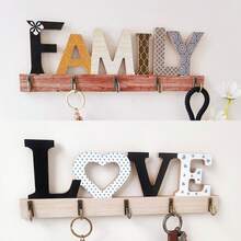 1 pieza Gancho de pared con diseño de letra familiar para decoración del hogar - Multicolor - Ver 5