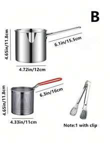 1 件装不锈钢炸锅，家用小型油锅，带过滤器的小型炸锅，电磁炉迷你省油小型炸锅，炸薯条、鸡肉、米饭、花椰菜、鸡块等食物的炸锅，带过滤器的省油储油盘，煎炸食品锅，带炸篮的炸锅，方便实用小型 - 銀色 - 查看 11