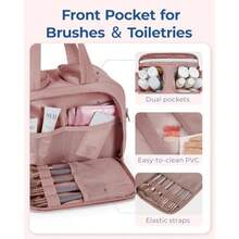 Travel Toiletry Bag Lightweight Large Wide-Open Travel Bag For Women Puffy Cosmetic Makeup Bag Organizer With Handle For Accessories Essentials Toiletries Dark Pink - DarkPink - View 4
